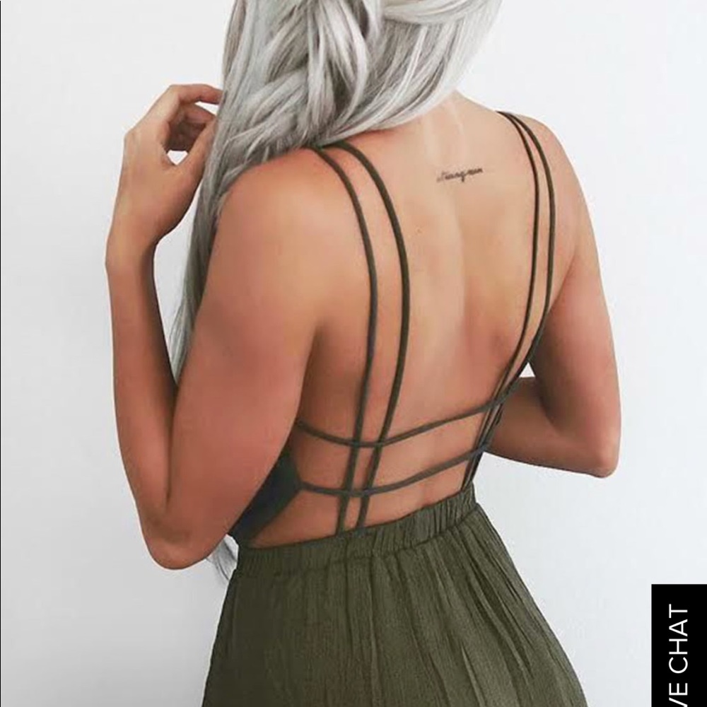 Lulu’s Olive Green Maxi Dress with Grid Back